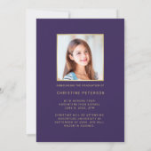 4フォトコラージュモダンスクリプトパープル卒業 案内状 (裏面)