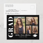 4フォトコラージュモダンスクリプトブラック&ホワイトグラード ポストカード (正面/裏面)