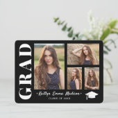 4フォトコラージュモダンスクリプトブラック&ホワイトグラード 案内状 (スタンド正面)