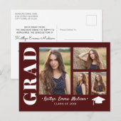 4フォトコラージュモダンスクリプトレッドGrad ポストカード (正面/裏面)