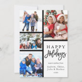 4フォトコラージュモダンハッピーホリデー シーズンカード (正面)