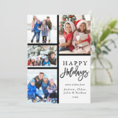 4フォトコラージュモダンハッピーホリデー シーズンカード (スタンド正面)