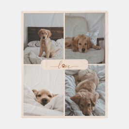 4フォトコラージュモダンペットの愛 フリースブランケット