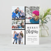 4フォトコラージュモダンメリークリスマス シーズンカード (スタンド正面)
