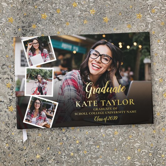 4フォトコラージュモダン卒業式パーティー ゲストブック