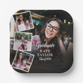 4フォトコラージュモダン卒業式パーティー ペーパープレート (正面)