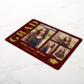 4フォトコラージュレッド&ゴールドフォイルグラードカード 箔招待状 (回転した状態)