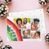 4フォトコラージュレトロレインボークリスマスラブ シーズンカード