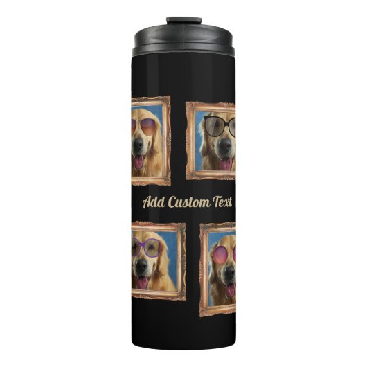 4フォトコラージュヴィンテージフレームドッグペットファミリー タンブラー (正面)