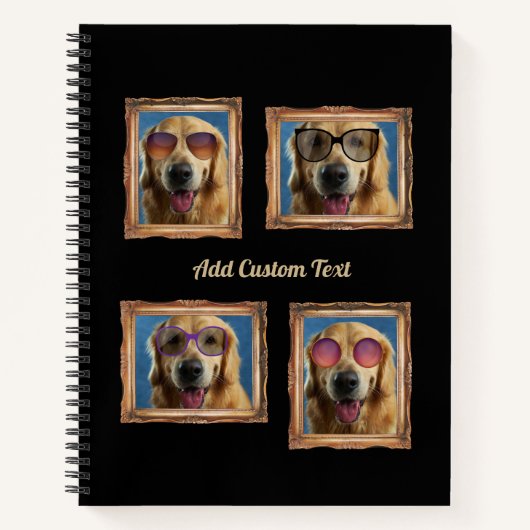 4フォトコラージュヴィンテージフレームドッグペットファミリー ノートブック (正面)