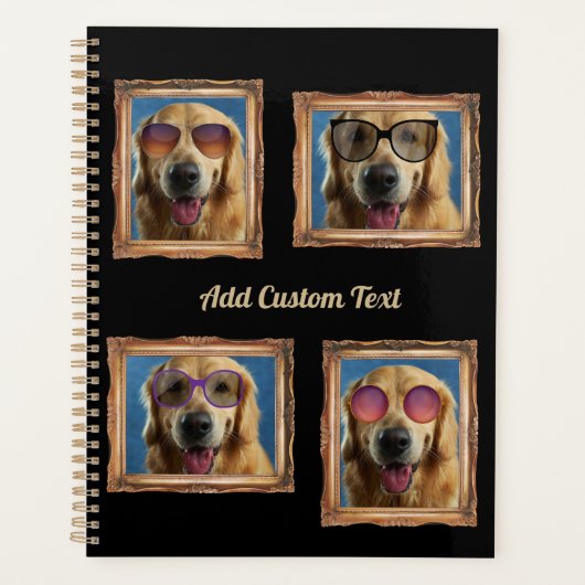 4フォトコラージュヴィンテージフレームドッグペットファミリー プランナー手帳 (正面)