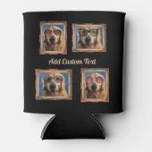 4フォトコラージュヴィンテージフレームドッグペットファミリー 缶クーラー (正面)