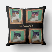 4フォトコラージュヴィンテージフレーム猫ペットファミリー クッション (裏面)