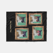 4フォトコラージュヴィンテージフレーム猫ペットファミリー フリースブランケット (正面(横))