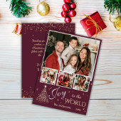 4フォトコラージュ世界への喜びクリスマスシンプルに シーズンカード