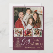 4フォトコラージュ世界への喜びクリスマスシンプルに シーズンカード (正面)