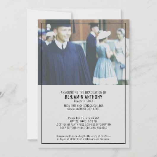 4フォトコラージュ卒業のお知らせ – 卒業 招待状 (裏面)