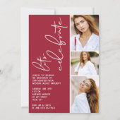 4フォトコラージュ卒業クリムゾン 招待状 (裏面)