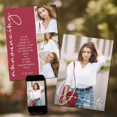 4フォトコラージュ卒業クリムゾン 案内状