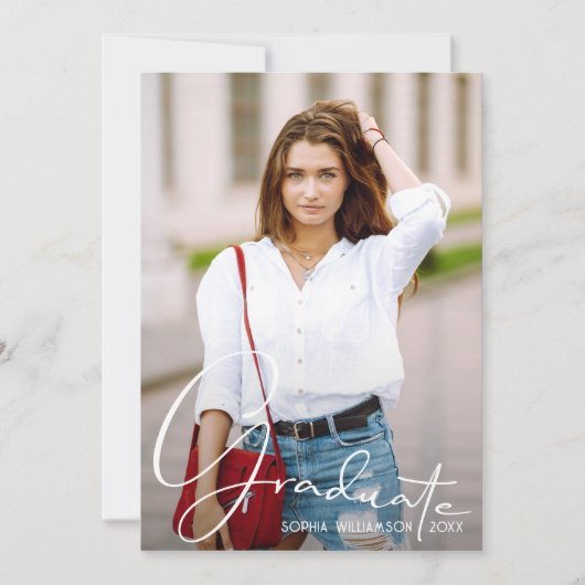 4フォトコラージュ卒業クリムゾン 案内状 (正面)