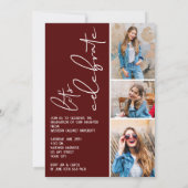 4フォトコラージュ卒業ダークマルーン 招待状 (裏面)