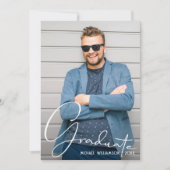 4フォトコラージュ卒業ネイビーブルー 招待状 (正面)