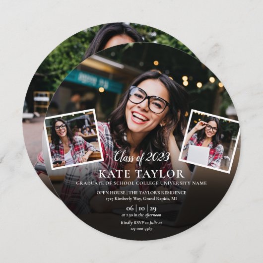 4フォトコラージュ卒業パーティー循環 招待状 (正面/裏面)