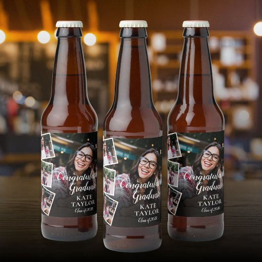 4フォトコラージュ卒業パーティー ビールラベル