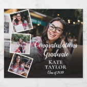 4フォトコラージュ卒業パーティー ビールラベル (シングルラベル)