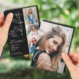 4フォトコラージュ卒業ブラック 招待状