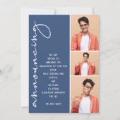 4フォトコラージュ卒業ブルー 案内状 (裏面)