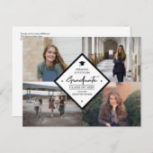 4フォトコラージュ卒業モダンスエレガントクリプトa 案内ポストカード (正面/裏面)