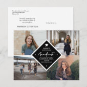 4フォトコラージュ卒業モダンスエレガントト 案内ポストカード (正面/裏面)