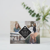 4フォトコラージュ卒業モダンスエレガントト 案内ポストカード (スタンド正面)