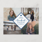 4フォトコラージュ卒業モダンスエレガントト 案内ポストカード (正面)