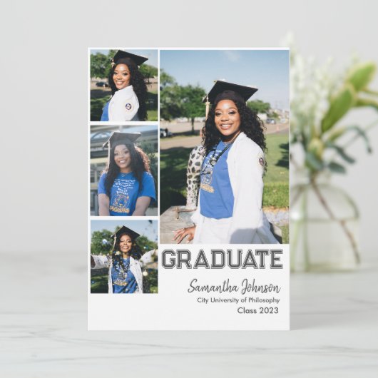 4フォトコラージュ学生の卒業発表 招待状 (スタンド正面)