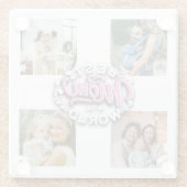 4フォトコラージュ家族の思い出の母の日 ガラスコースター (裏面)