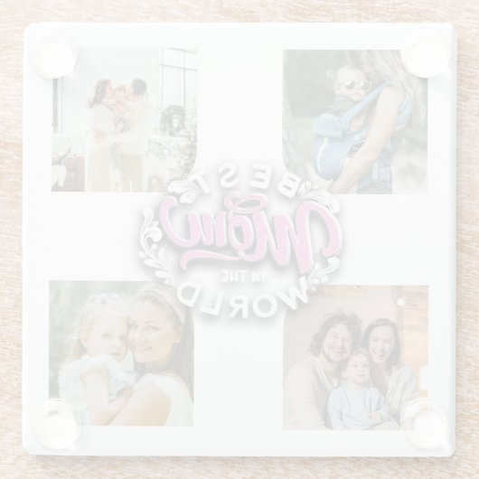4フォトコラージュ家族の思い出の母の日 ガラスコースター (裏面)