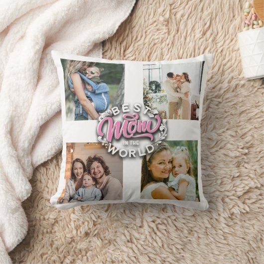 4フォトコラージュ家族の思い出の母の日 クッション (ブランケット)