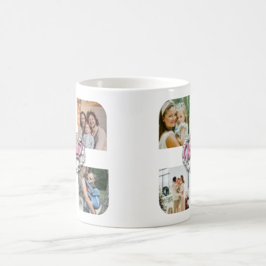 4フォトコラージュ家族の思い出の母の日 コーヒーマグカップ (中央)