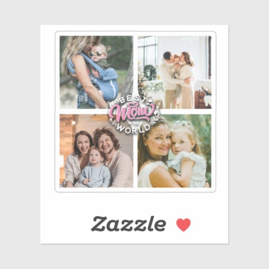 4フォトコラージュ家族の思い出の母の日 シール (シート)