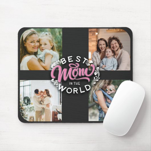4フォトコラージュ家族の思い出の母の日 マウスパッド (マウス)