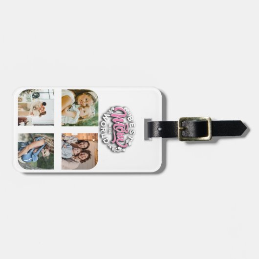 4フォトコラージュ家族の思い出の母の日 ラゲッジタグ (正面横)