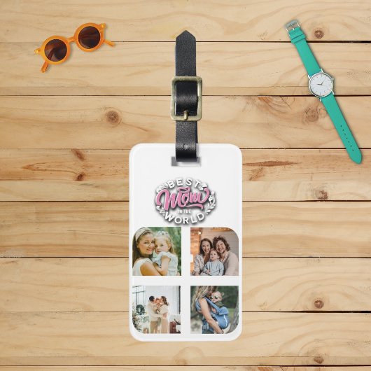 4フォトコラージュ家族の思い出の母の日 ラゲッジタグ