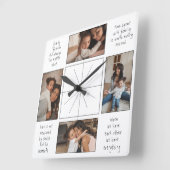 4フォトコラージュ家族の時間統合引用文 スクエア壁時計 (傾斜)