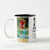 4フォトコラージュ家族レビューモダン年 ツートーンマグカップ (左)