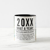 4フォトコラージュ家族レビューモダン年 ツートーンマグカップ (中央)