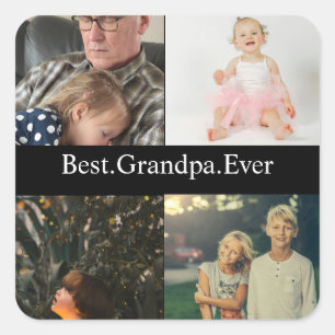 4フォトコラージュ最高のグランパEver スクエアシール