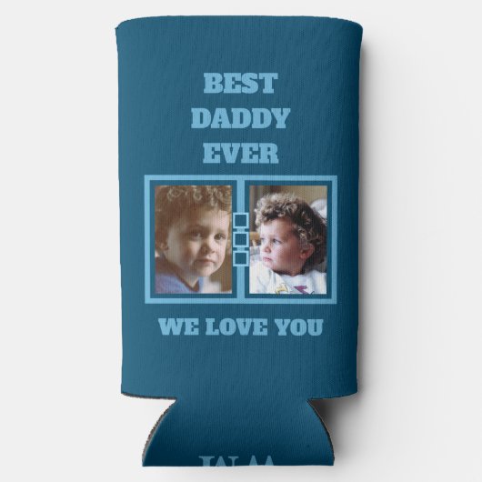 4フォトコラージュ最高のダディラブユー スリム缶クーラー (裏面)