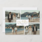 4フォトコラージュ沿岸のビーチクリスマス航海の シーズンカード (正面)